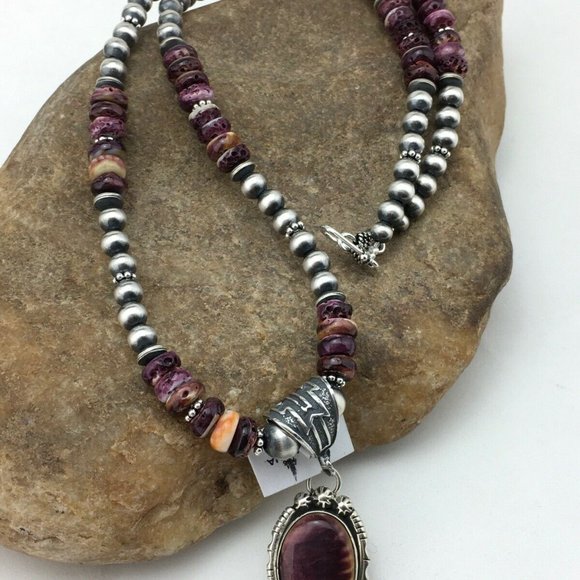 Women's Gift Navajo Purple Necklace Pendant Ln 22 - Picture 4 of 12